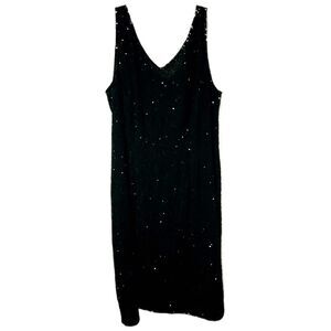 JMD New York Womens Dress Size 1X Black Beaded V Neck Cocktail Evening dress